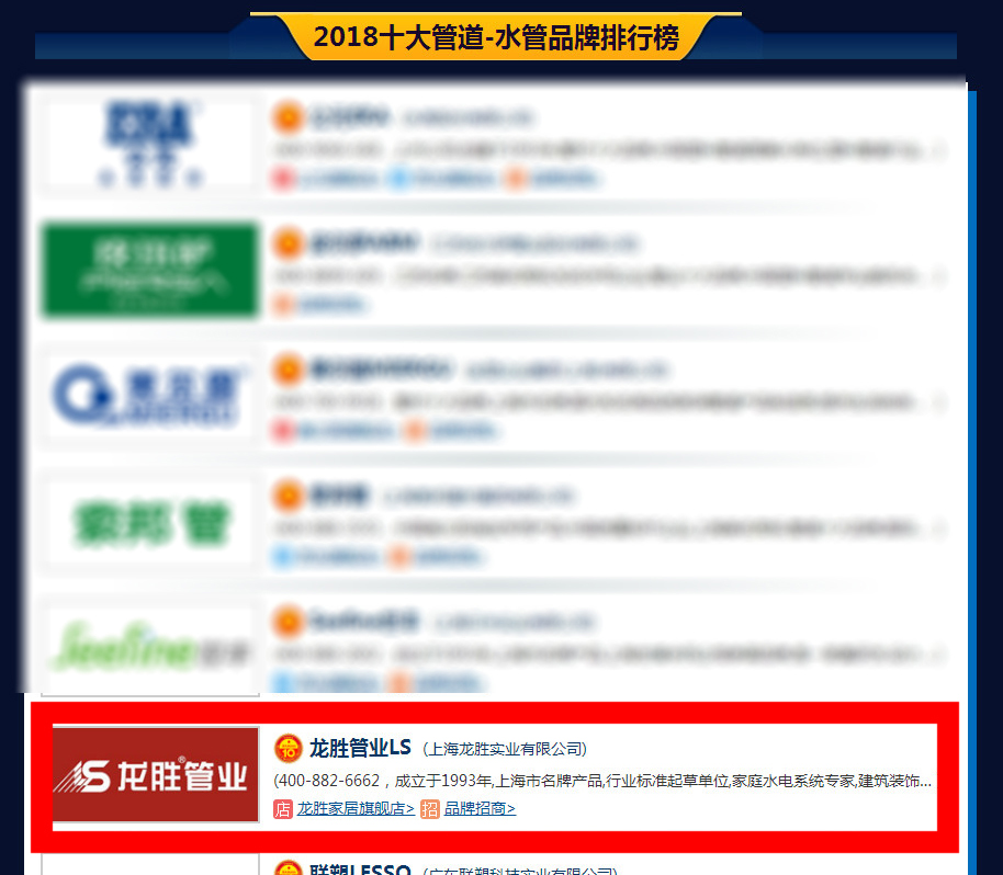 守品質筑輝煌,龍勝管業(yè)榮獲“2018水管十大品牌” 守品質筑輝煌,龍勝管業(yè)榮獲“2018水管十大品牌”